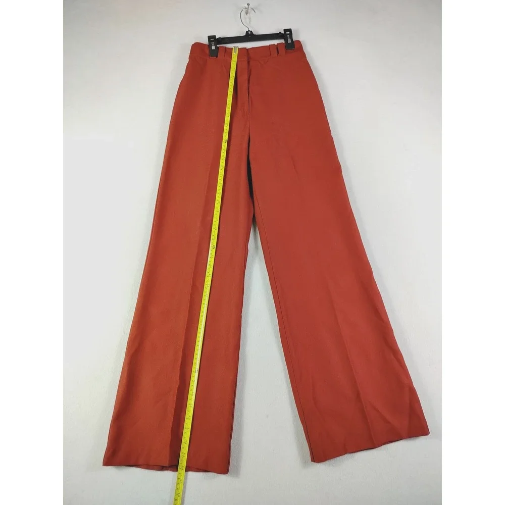 Vintage Mallory Of Dallas Pants Womens 11 Rust Red Orange Wide Leg High Rise 70s